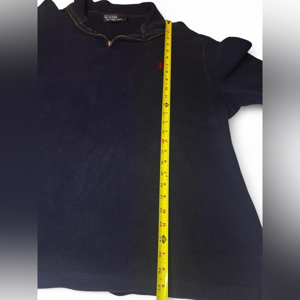 Vintage Ralph Lauren Quarter Zip Sweater 🐎 Preppy Classic Navy - Picture 3 of 4